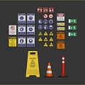 Modern warning board warning sign 3d model