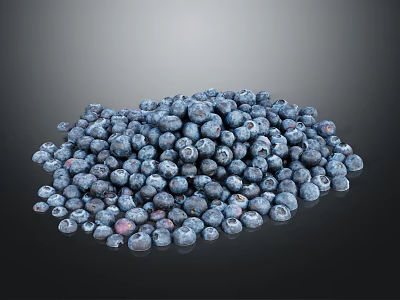 Vibrant Fresh Plump Ripe Blueberries On Black Background For Healthy Snacking 3d model