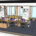 Modern Public Office Space Design With Open Layout Office Desks And Green Plants
