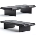 Black Tufted Leather Bench With Square Metal Legs Modern Home Furniture Design