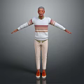 Game and Movie Character in Striped Sweater Beige Pants and Orange Shoes with Arms Outstretched