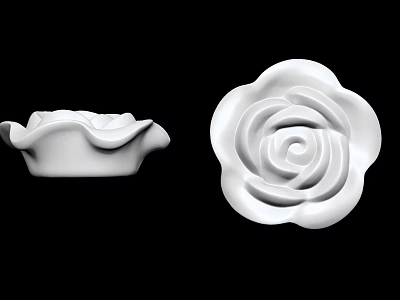 Carved White Ceramic Flower Decorations With Delicate Rose Petal Designs And Details 3d model