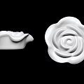 Carved White Ceramic Flower Decorations With Delicate Rose Petal Designs And Details