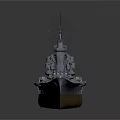 Detailed Battleship Model With Orange Deck Gray Superstructure Turrets And Masts 3d model