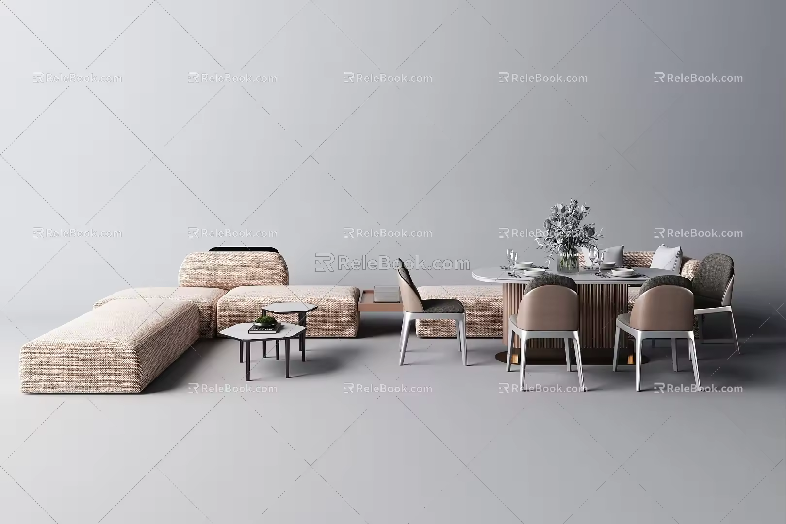 Modern Card Seat Sofa Combination 3d model