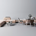 Modern Card Seat Sofa Combination 3d model