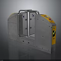 Modern Access Control Entry Gate With Silver Metal Frame And Yellow Display Screen