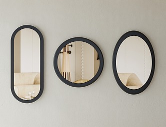 Modern pendant toilet mirror round mirror 3d model