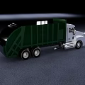 Functional Garbage Truck With White Cab Green Dumpster And Dump Body 3d model