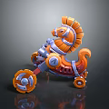 Children Rocking Horse Toy With Mechanical Gears And Blue Orange Design For Fun Safe Playtime