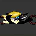 Yellow Modern Sleek Motorcycle With Black Accents And Red Rimmed Wheels