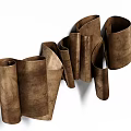 Brown Folded Wall Decor as Artistic Accents in Modern Interiors 3d model