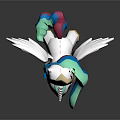 White Winged Pony Character With Colorful Mane Crown And Purple Eyes