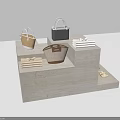 Modern Display Shelves With Staircase Round Designs And Decorative Handbags Shoes Vases