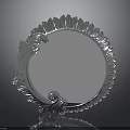 Silver Round Decorative Tray with Leaf Wave Ornate Edge for Home Living
