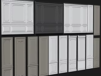 European style plaster line wall panel 3d model