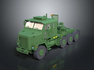 Green Heavy Duty Military Truck With Multiple Wheels And Cargo Transport Features 3d model