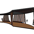 Wooden Pergola With Geometric Design And Curved Structure For Outdoor Space