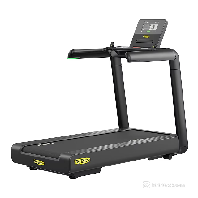 Black Modern Treadmill Sports Equipment With Digital Display And Handrails 3d model 