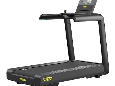 Black Modern Treadmill Sports Equipment With Digital Display And Handrails 3d model