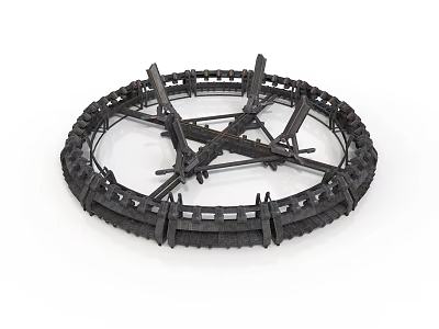 Black Structural Industrial Circular Metal Framework With Crossed Support Beams 3d model