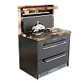 Modern Black Gold Integrated Kitchen Appliance With Cooktop Range Hood And Drawers