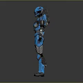 Game Movie Character Blue Mechanical Armor With Futuristic Metallic Design And Structure