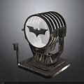 Batman Themed Car Accessory With Circular Metal Design Vertical Strips And Stand