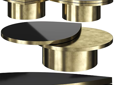 Modern Coffee Table With Gold Metal Base And Black Tabletop Contemporary Design 3d model