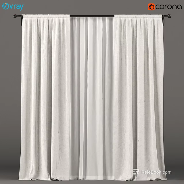 White Curtain With Lightweight Flowy Fabric And Simple Design For Elegant Home Window Decor 3d model 