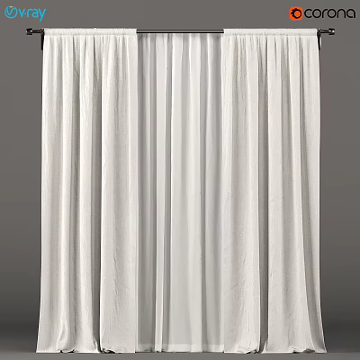 White Curtain With Lightweight Flowy Fabric And Simple Design For Elegant Home Window Decor 3d model