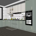 Modern Open Kitchen Interior Design With Green Cabinets Island Counter And Appliances