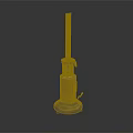 Vintage Golden Metal Oil Lamp With Slender Top And Round Base On Dark Background