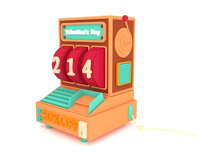 Amusement Equipment Orange Slot Machine With Rolling Numbers 214 And 30% Off Discount 3d model