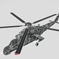 Military Style Camouflage Helicopter With Extended Main Rotors And Detailed Airframe