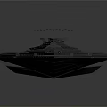 Dark Sci-Fi Triangular Warship Model With Detailed Surface And Sharp Edges