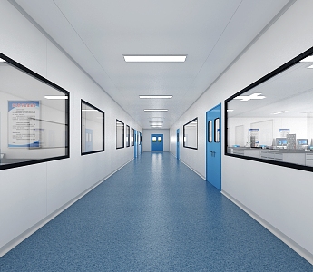 Laboratory aisle color steel plate partition wall ceiling purification fixed window equipment cabinet equipment 3d model