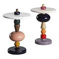 Modern Colorful Stacked Side Tables With Round Top And Vibrant Stacked Elements 3d model