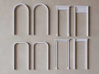 Set Of White Door Arches With Different Styles For Home Interior Design 3d model