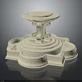 White Classical Carved Stone Fountain With Multi Tiered Base And Round Top
