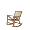 Wooden Rocking Chair With Woven Backrest And Padded Seat For Comfortable Leisure Use