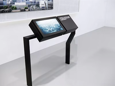 Public Facility Modern Interactive Information Kiosk With Digital Display And Metal Stand 3d model