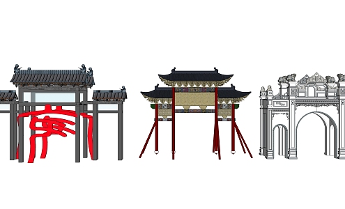 Chinese archway 3d model