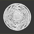 White Woven Decorative Sphere Ornament Placed on Dark Reflective Surface 3d model