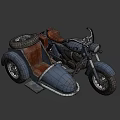 Vintage Blue Sidecar Motorcycle With Red Seat And Classic Design