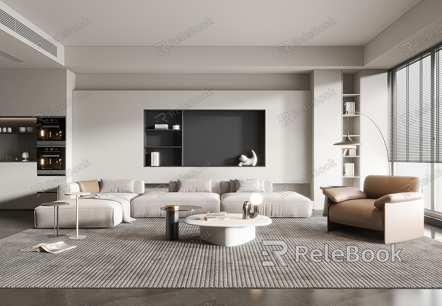 Modern Living Room Cream Living Room Coffee Table Single Sofa model