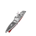 Warship Deck Featuring Main Gun Anchor Chains And Naval Superstructure At Sea 3d model