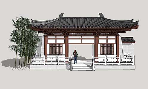 Chinese Style Gate Ancient Building Door 3d model