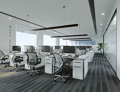 Modern public office area 3d model