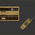 Old-fashioned Yellow Walkie-Talkie with Base Station Handheld Unit Antennas and Buttons